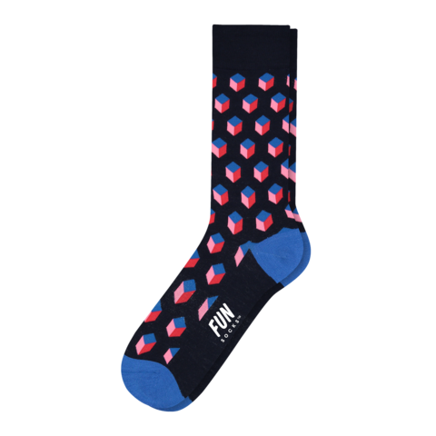 Men's 3D Geo Block Dress Socks